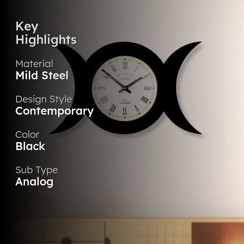 Lunar Steel Analog Wall Clock - Black media 2