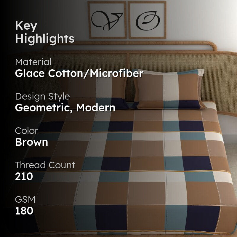 Checkboxes Printed Microfiber Bedsheet - 180 GSM media 2