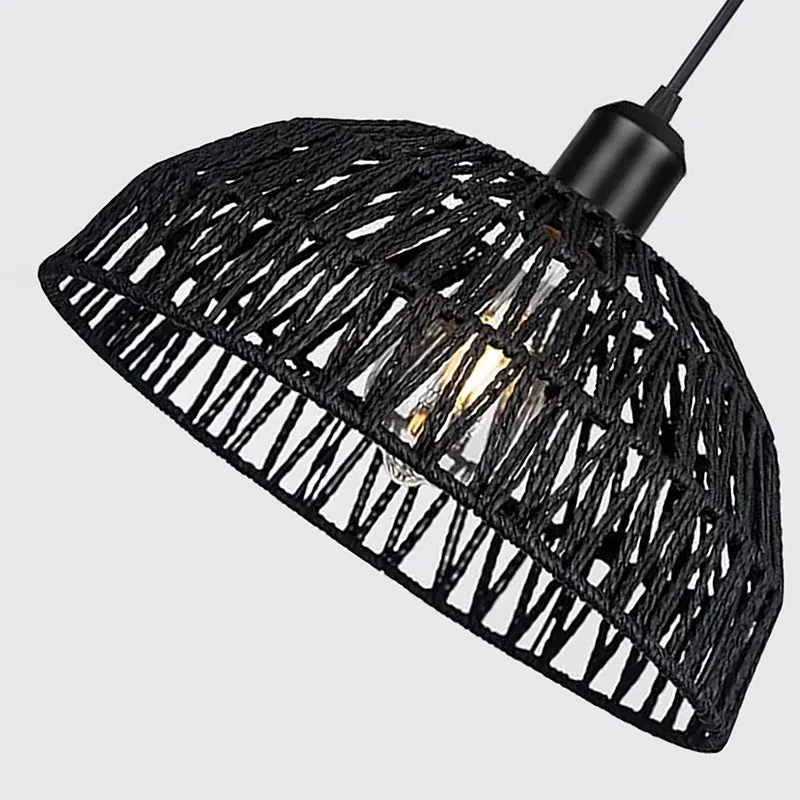 Lattice Long Rattan Ceiling Lamp - Black media 4