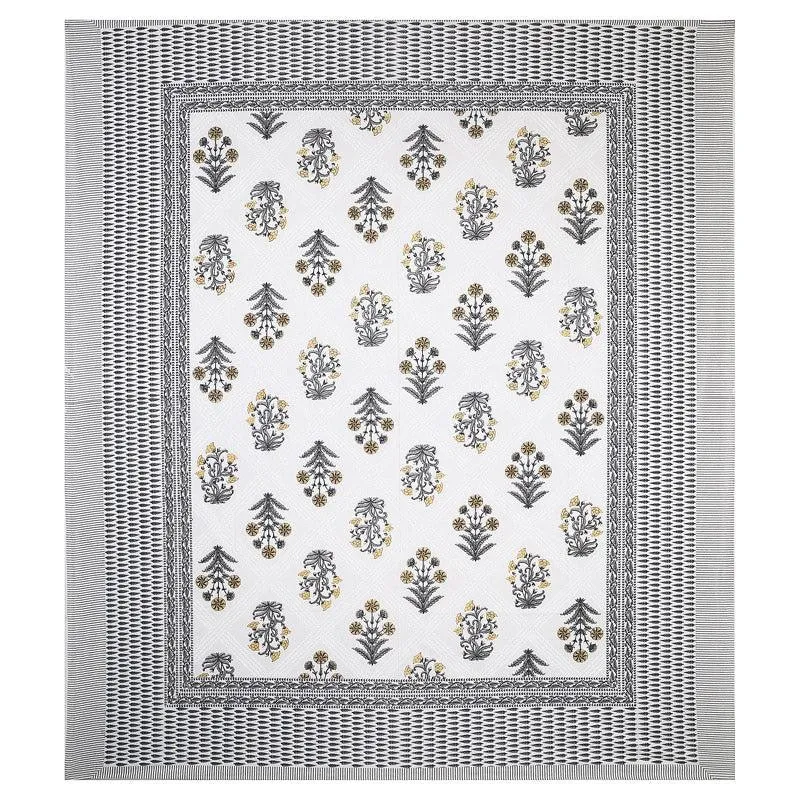 Brynn Floral Cotton Bedsheet (Grey) - 160 TC media 3