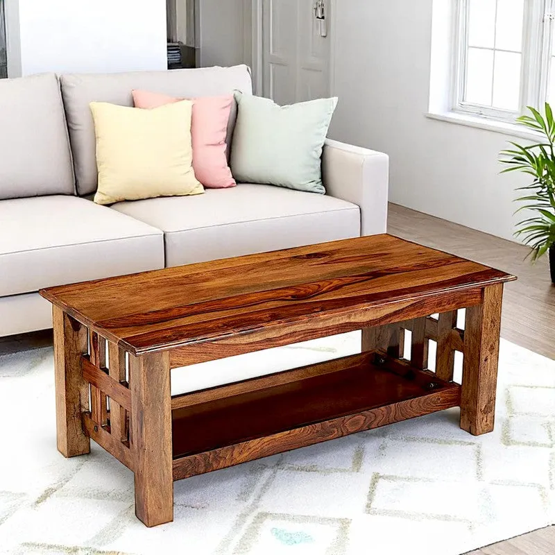 Brenox Sheesham Wooden Center Table - Brown media 3