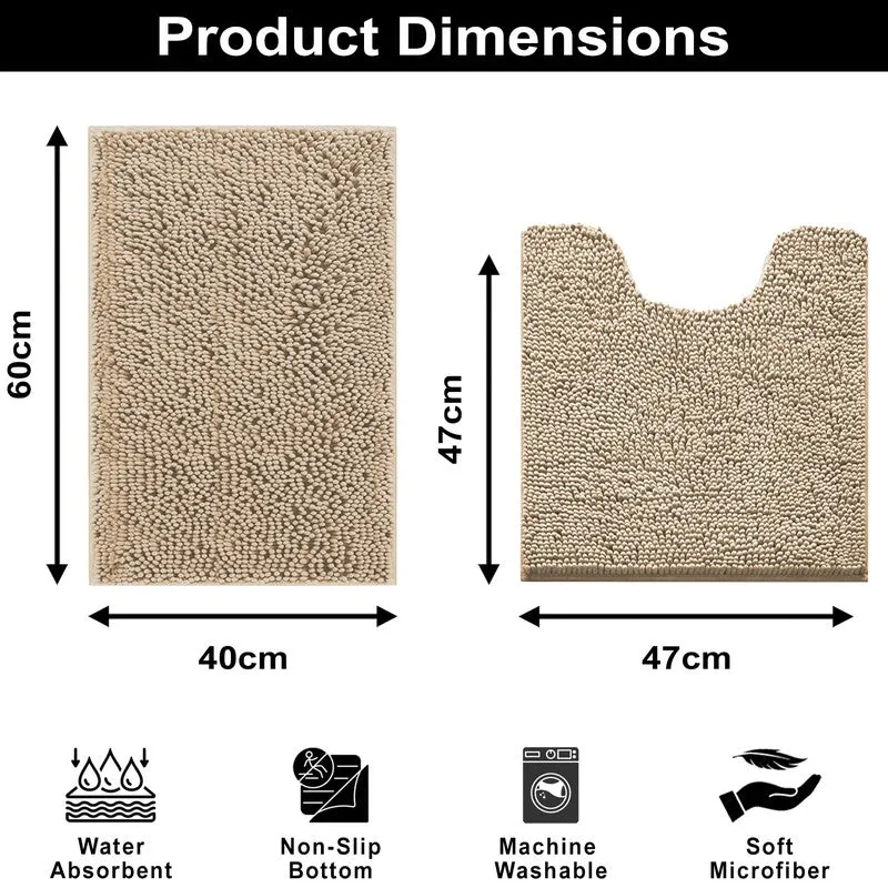PureTone Microfiber Bath Mats (Beige) - Set of Two media 8
