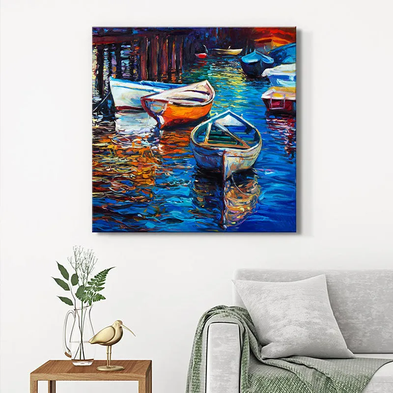 Still Waters Blue Horizon Wall Painting media 1