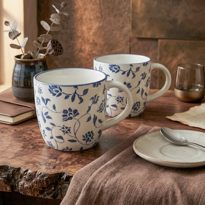 Neel Porcelain Coffee Mug (300 mL Each) - Set of Two media 4