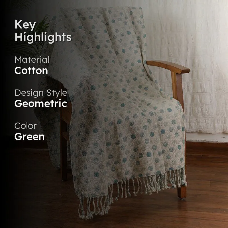 Confetti Comfort Knitted Cotton Throw - Green media 2
