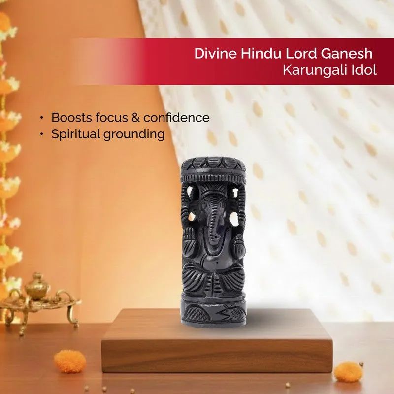 Sri Ganesh Devotional Ebony Wood Idol media 5