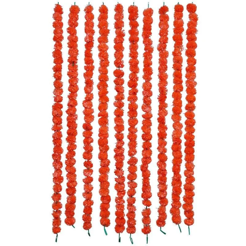 Faux Marigold Decorative Toran (Orange) - Set Of Ten media 3