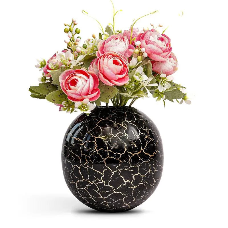 Manva Crackled Ball Vase (Black) - Large media 4