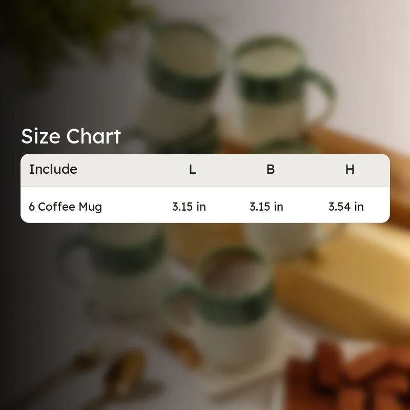 Bliss Ceramic Coffee Mug (300 mL Each,Green) - Set Of Six media 5