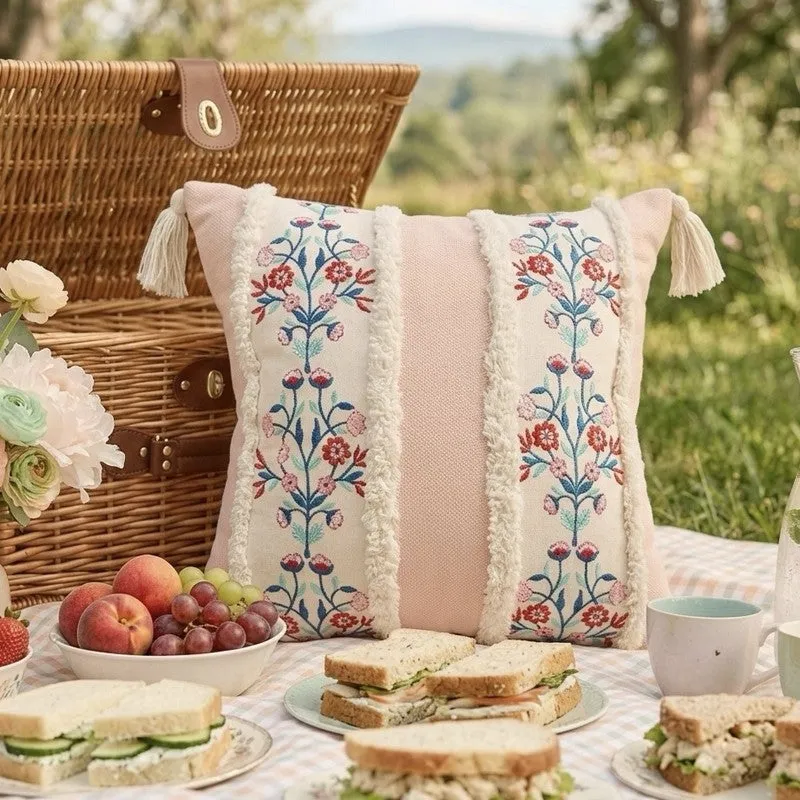 Craft Bloom Embroidered Cushion Cover - Peach media 4