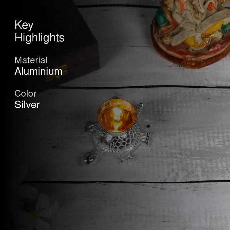 Silver Sacred Tortoise Akhand Diya Box media 2
