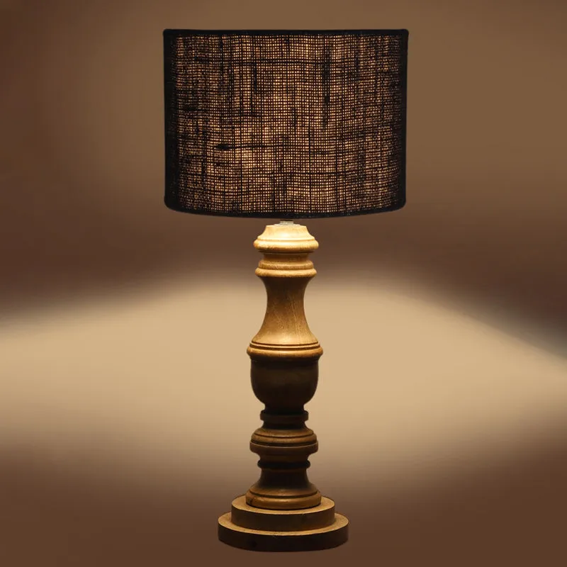 Sienna I Carve Wooden Table Lamp - Black,Brown media 5