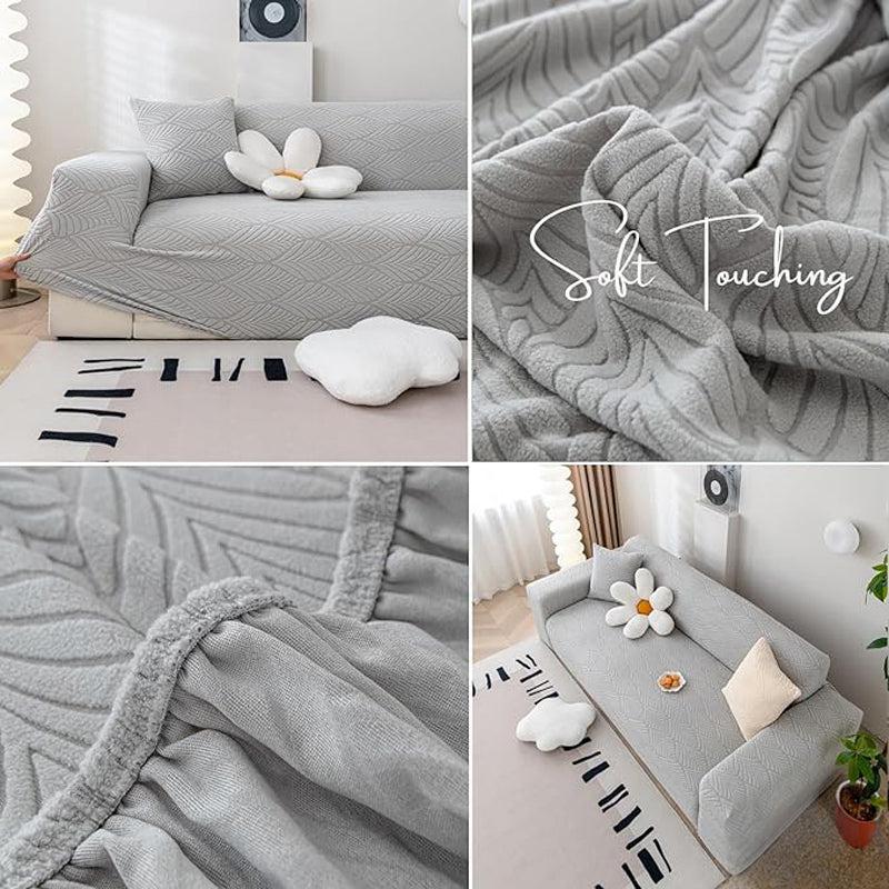 Daina Jacquard Synthetic Fibre Sofa Cover - Grey image 3