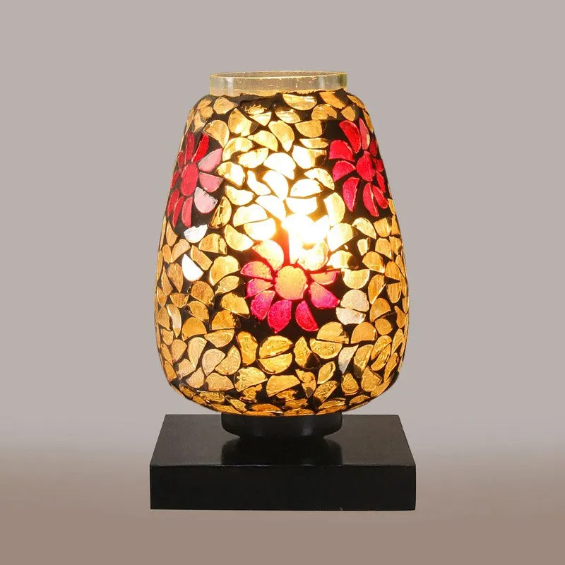 Sparkleon Mosaic Glass Table Lamp With Wooden Base - Multicolor media 7