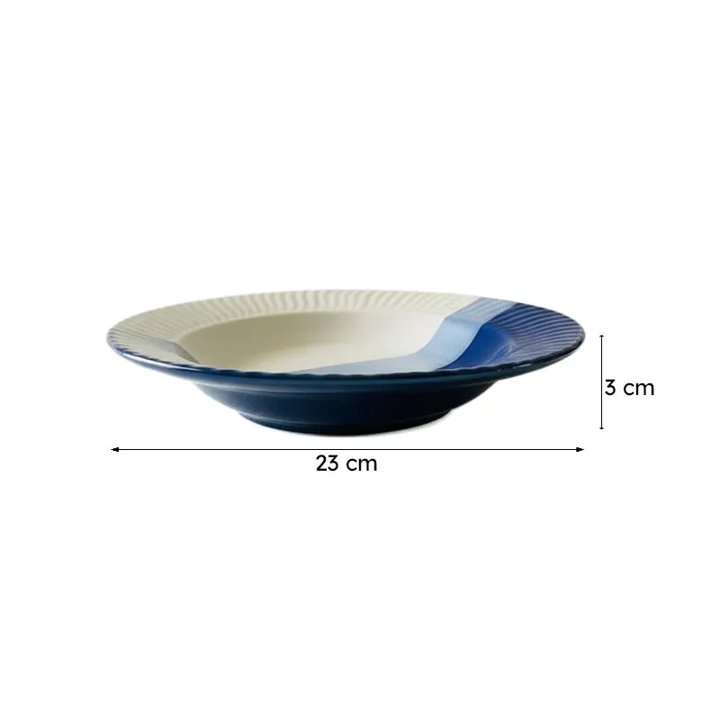 Yila Pasta Plate - White & Blue (9 Inches) media 7