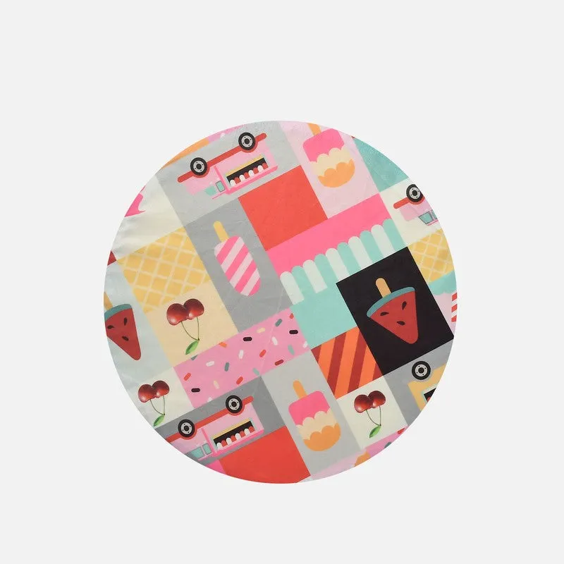 Avira Icecream Print Multicolor Engineered Wood Ottomans - Set Of Two media 5
