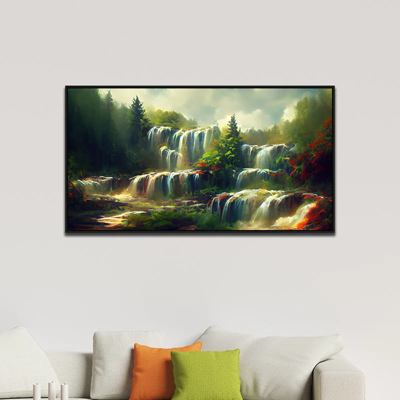 Enchanted Glades Landscape Canvas Wall Painting With Frame - Black media 5