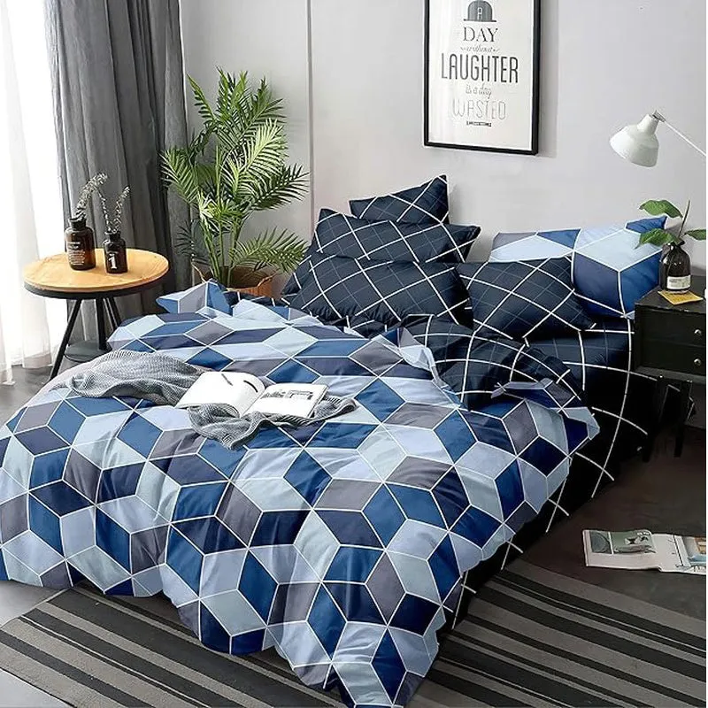 Trixie Geomatric Microfiber Bedsheet (Blue) - 110 GSM media 6