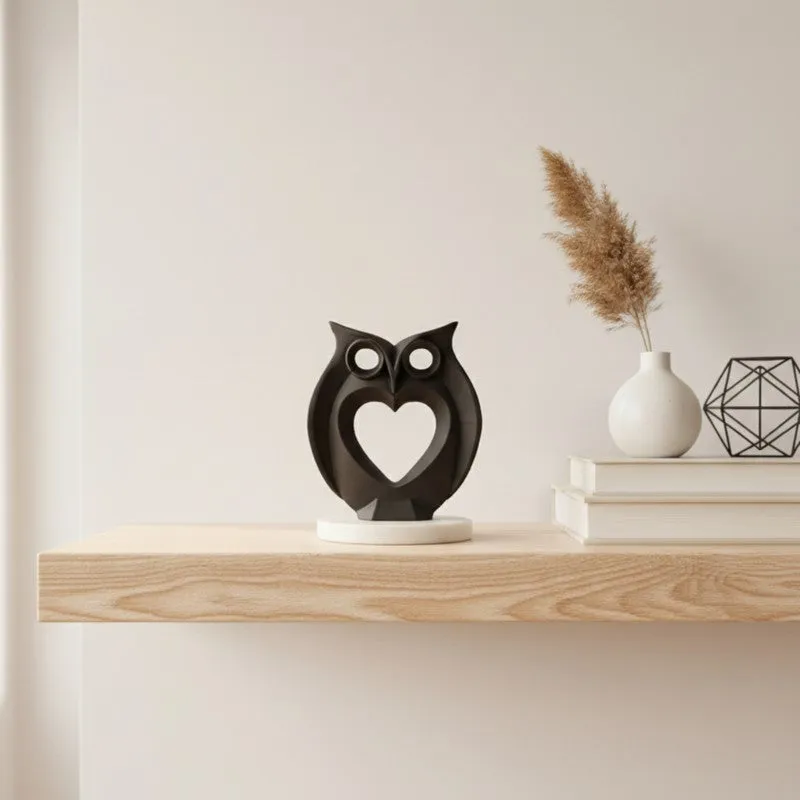 Heart Owl Resin Showpiece - Black media 5