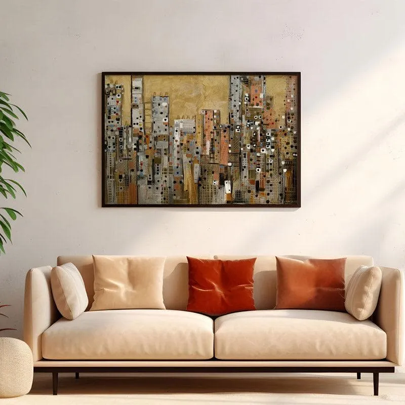 Golden Sky Scape Canvas Wall Painting - Black Frame media 4