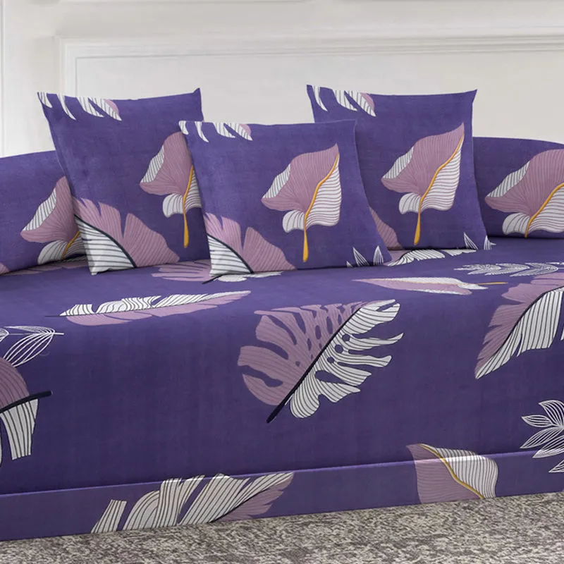 Purple Monstera Diwan Set - Six Piece Set media 3