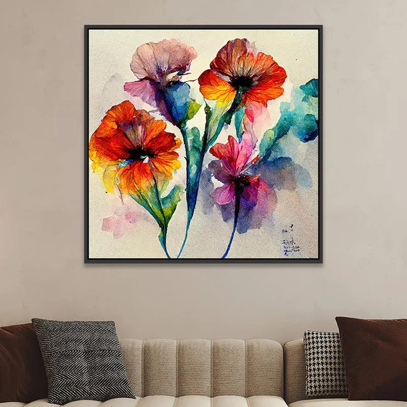 Multicolored Floral Expressionist Canvas Wall Painting media 1