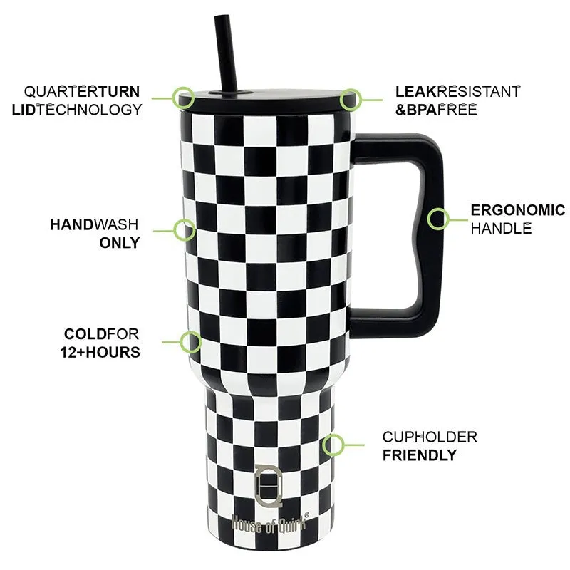 Chic Check Stainless Steel Tumbler (1200 ML) - Black media 5