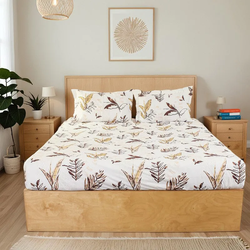 Autumn Florals Cotton Bedsheet (Brown) - 180 TC media 7