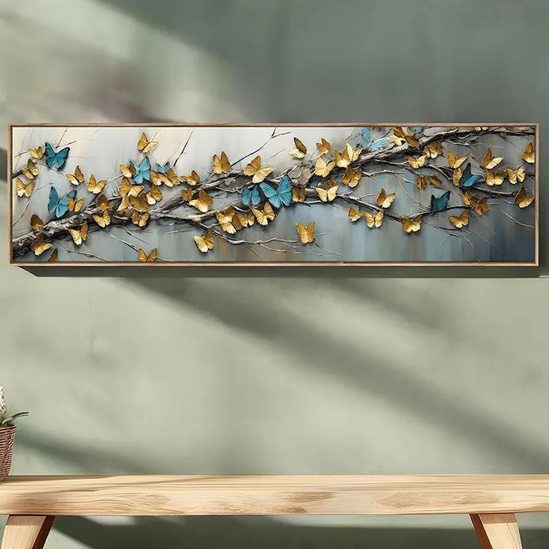 Bough of Blooms Canvas Wall Art With Frame - Gold & Grey media 4