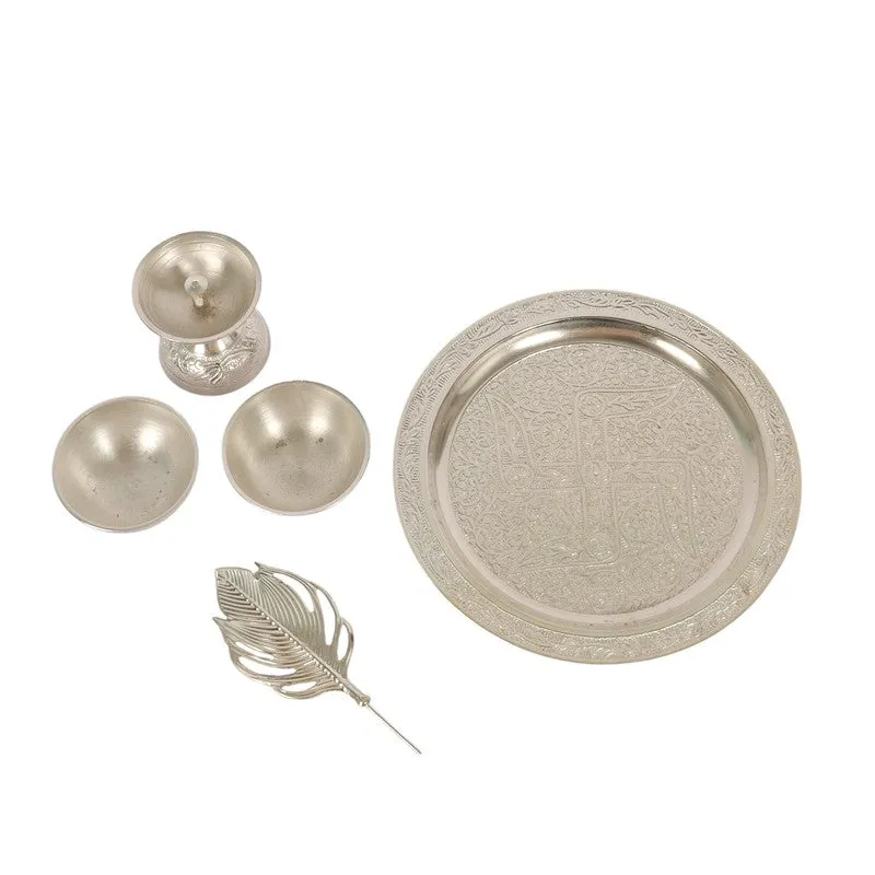 Mangala Pooja Thali Set (Silver) - Five Piece Set media 4