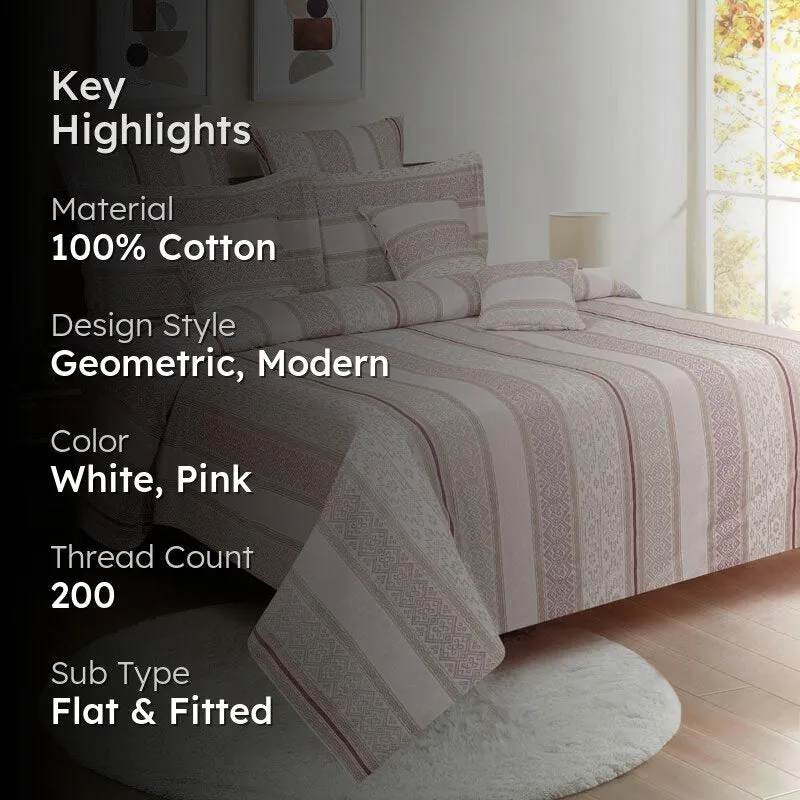 Swayam Marg Striped Cotton Bedsheet - 200 TC media 2