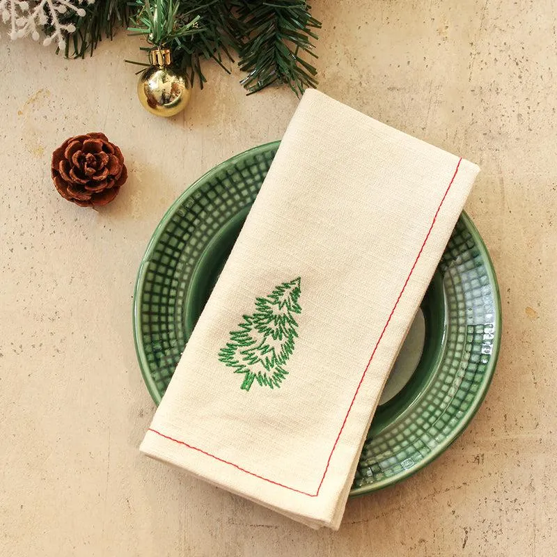 Sparkling Tree Napkins (Off White) - Set Of Two media 1