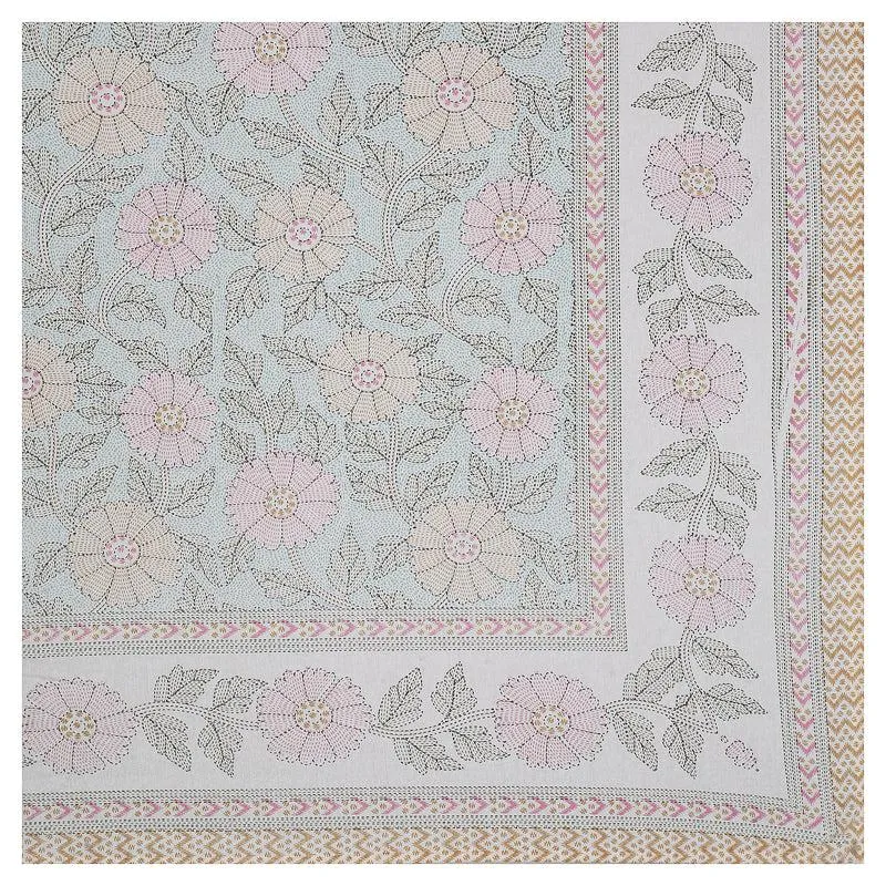 Neeraja Floral Diwan Set (Light Blue) - Eight Piece Set media 6