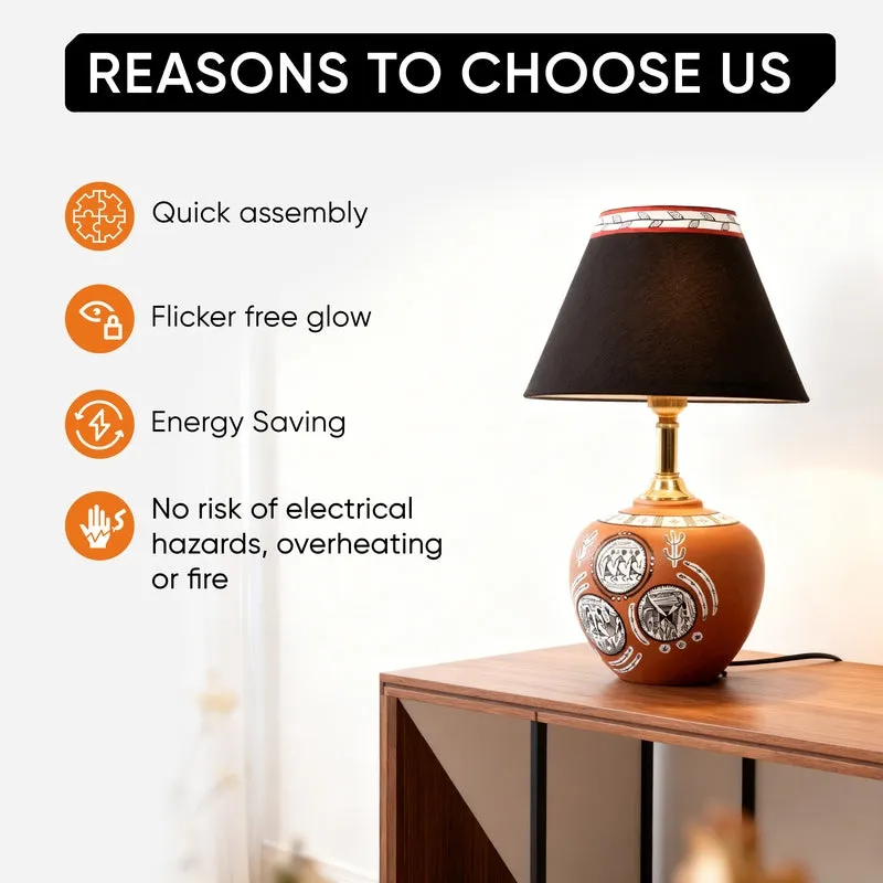 Parva Handcrafted Terracotta Table Lamp - Multicolor media 7
