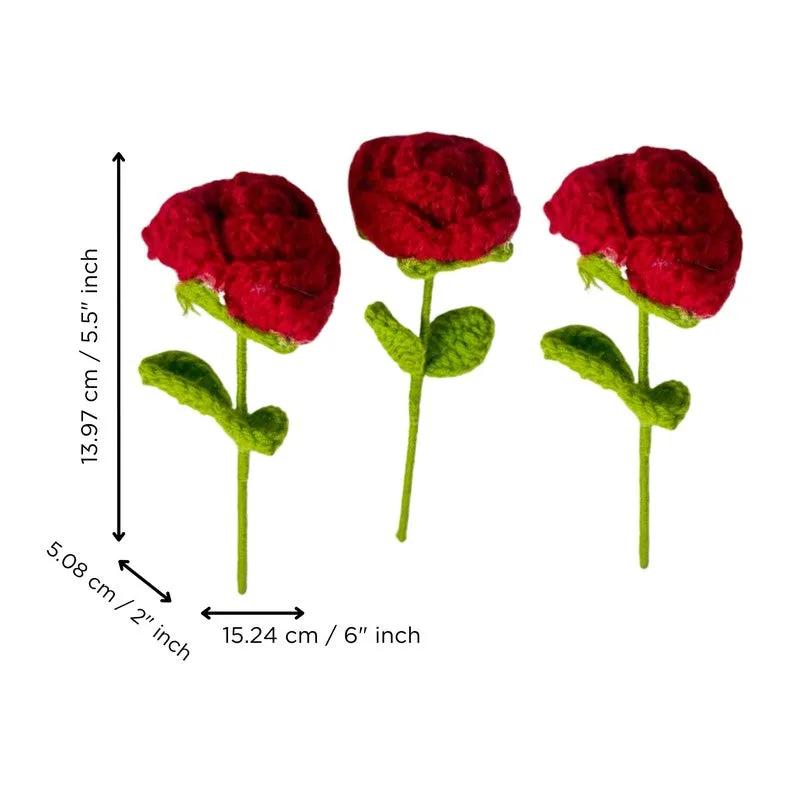 Rosara Yarn Artificial Flowers - Set of Three media 5