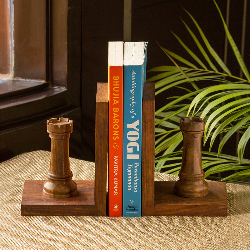 Shatranj Sheesham Wood Book End - Set Of Two