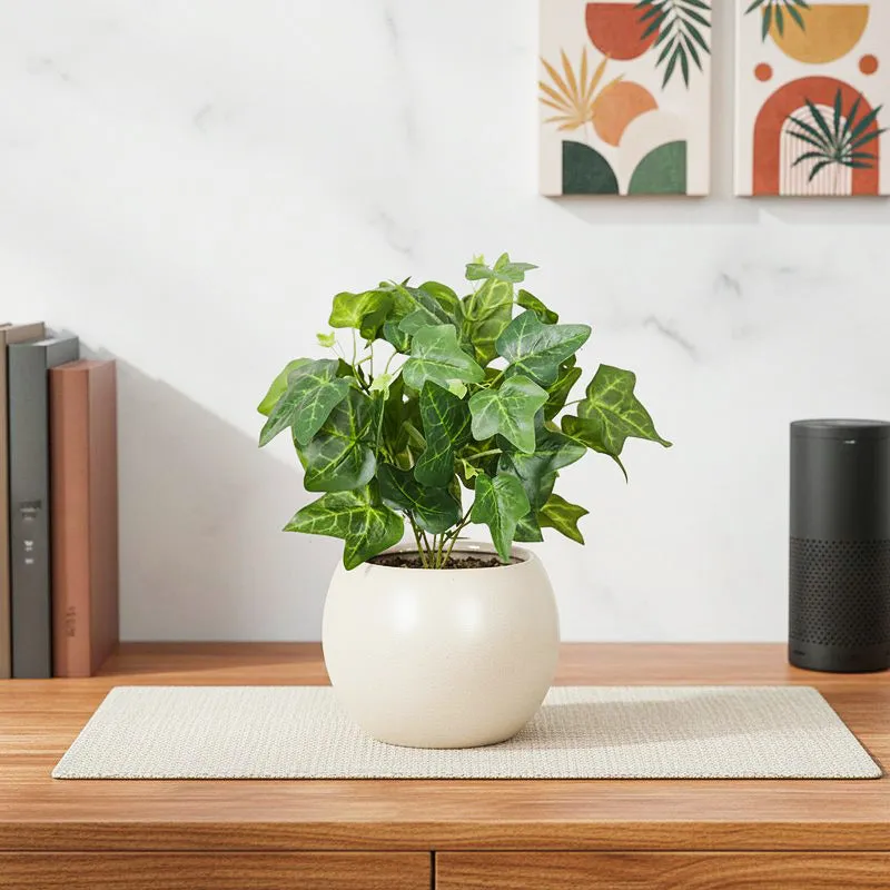 Artificial Ivy Plant With Black Fiber Pot - 0.9 Feet media 1