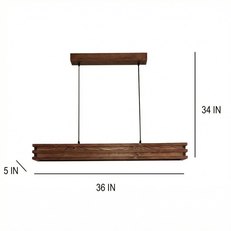 Fynn Linear LED Wooden Ceiling Lamp - Brown media 8