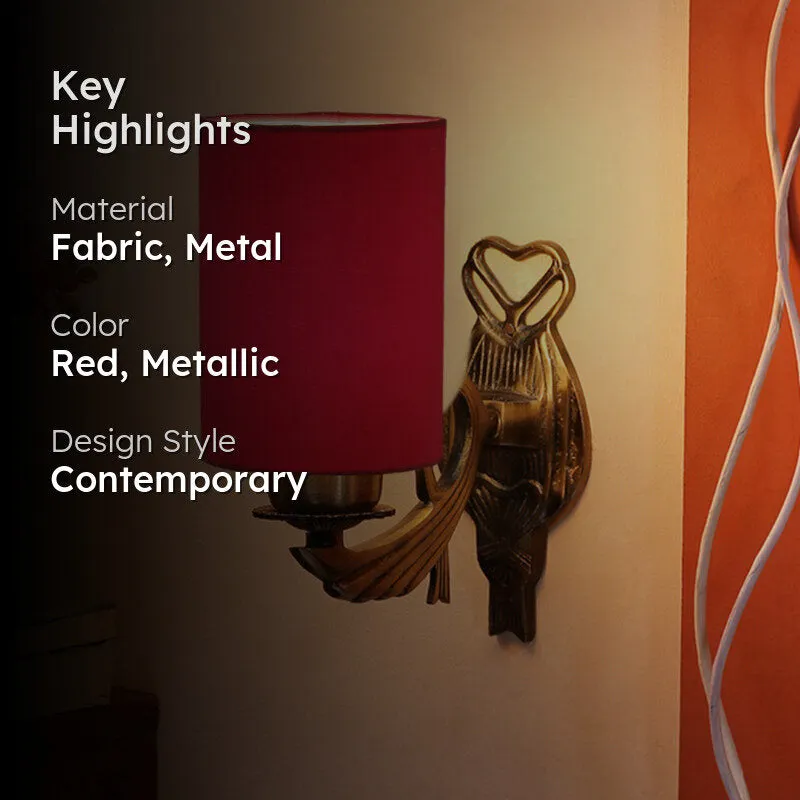 Love Gleam Atva Cylindrical Fabric & Metal Wall Lamp - Red media 2