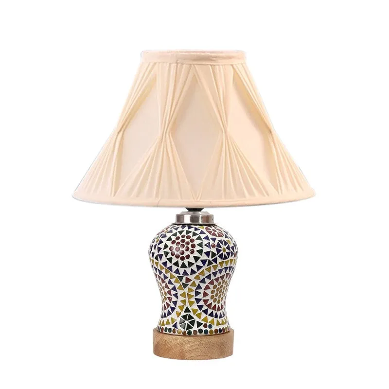 Aurenique Smocked Wooden Table Lamp - Multicolor media 5