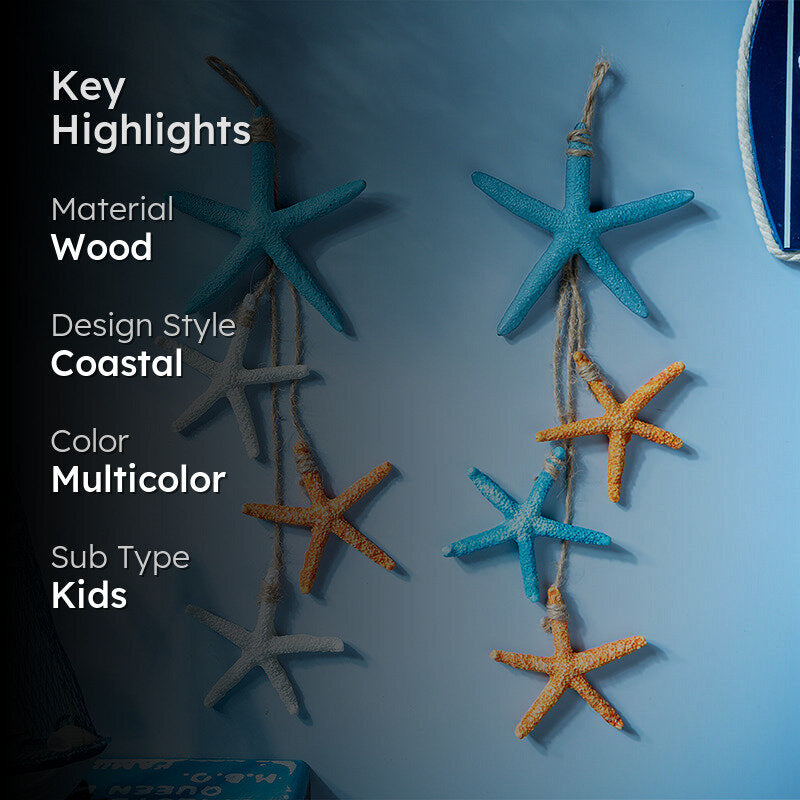 Starfish String Wooden Wall Accent (Light Blue) - Set Of Two media 2