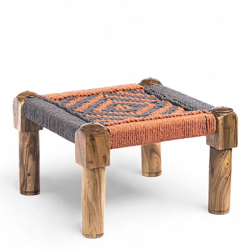 Hirox Sheesham Wooden Bench - Orange,Grey media 4