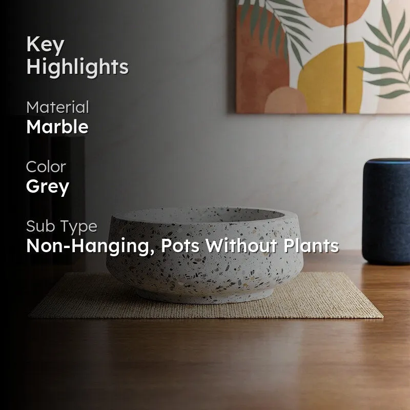 Grey Bowl Terrazzo Hand Crafted Marble Planter media 2