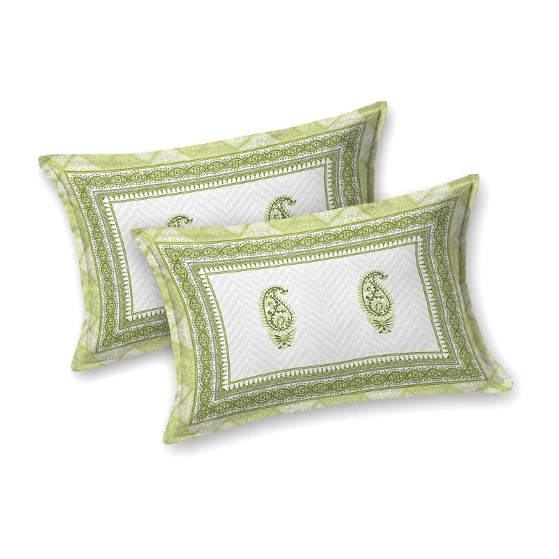 Vineva Cotton Bedsheet (Green,White) - 240 TC media 4