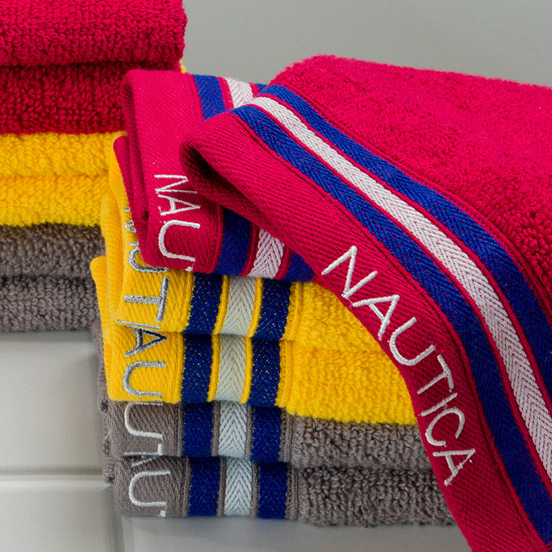 Nautica Dove Down Cotton Face Towel (Burgundy,Yellow & Grey) - Set Of Twelve media 3