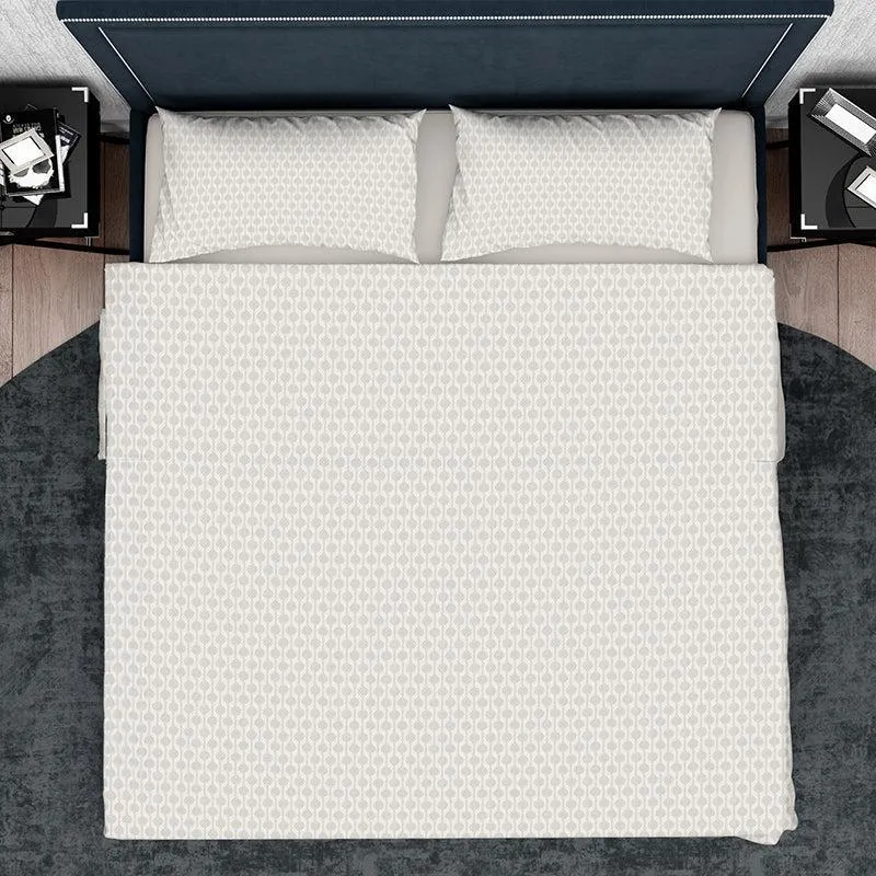 Miniature Motif Ethnic Cotton Bedsheet (White) - 400 TC media 5