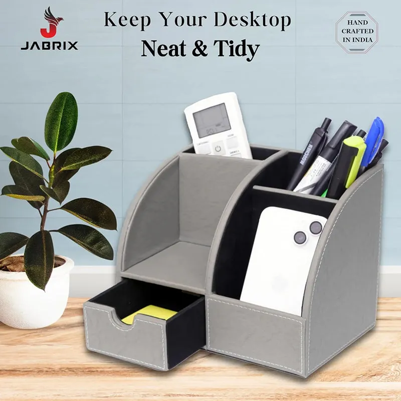 Sorrell Faux Leather Desk Organiser - Grey media 5