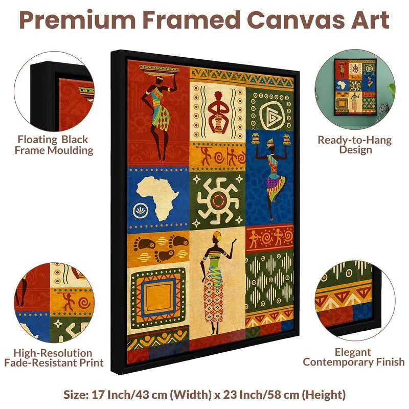 African Warli Canvas Wall Painting With Frame media 5