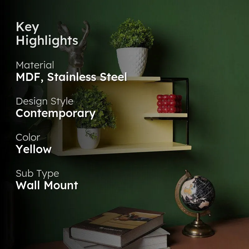 Ledge Line MDF & Metal Wall Shelf - Cream media 2