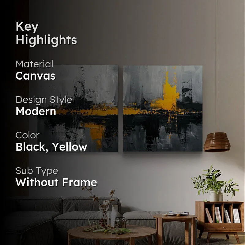 Splash Of Yellow Wall Painting - Set Of Two media 2